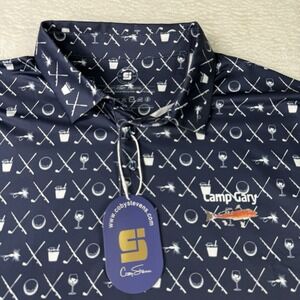 Coby Stevens Polo Shirt Mens XL Fishing Mixed Drinks Golf Moisture Wicking Flex
